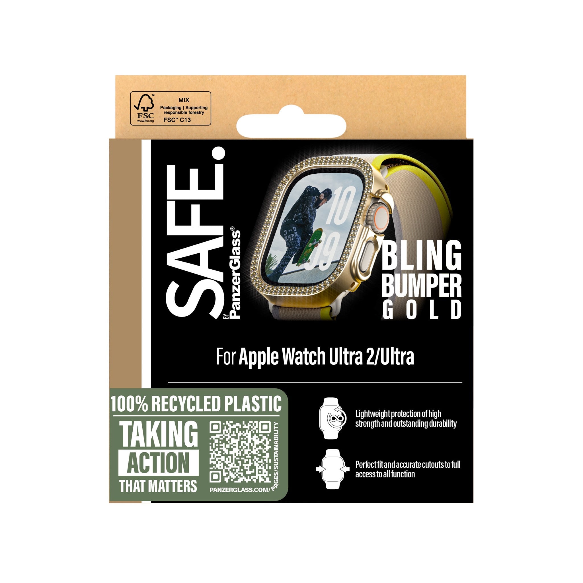 SAFE. by PanzerGlass® Bling Bumper Gold Apple Watch Ultra 3 | Ultra 2 | Ultra | 49mm